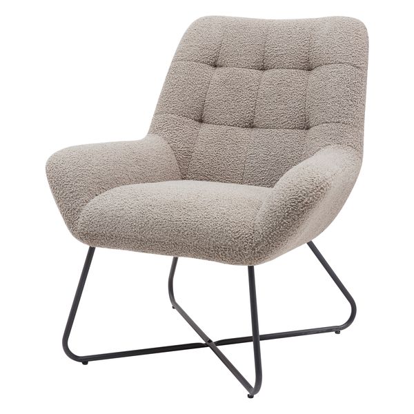 Fauteuil tissu effet laine bouclette gris foncé