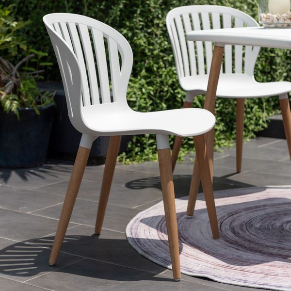 Chaise repas outdoor plastique recyclé blanc