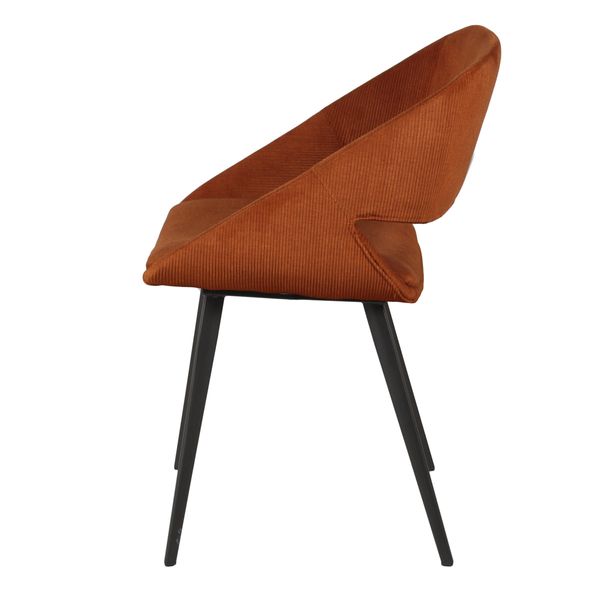 Chaise repas velours côtelé cognac