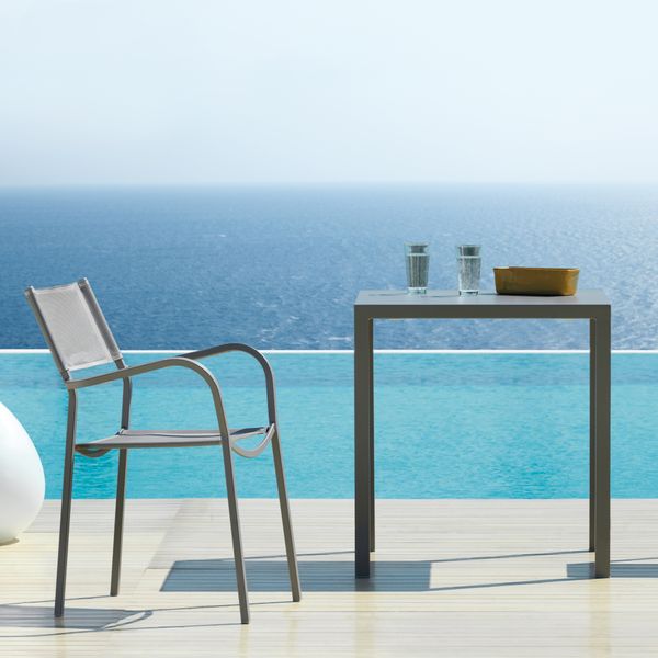 Table repas carré outdoor 80cm métal vert foncé