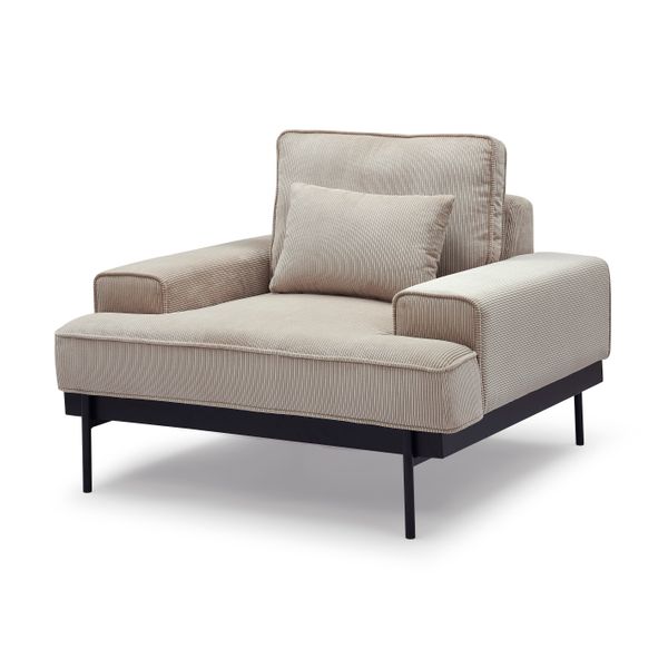 Fauteuil velours côtelé beige