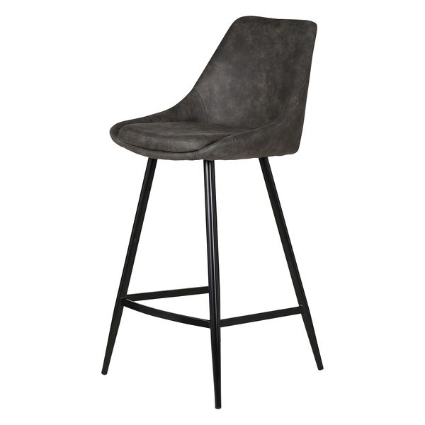 Chaise snack tissu effet daim gris foncé