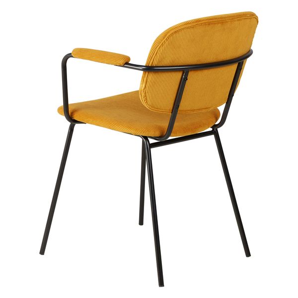 Fauteuil velours côtelé jaune curry