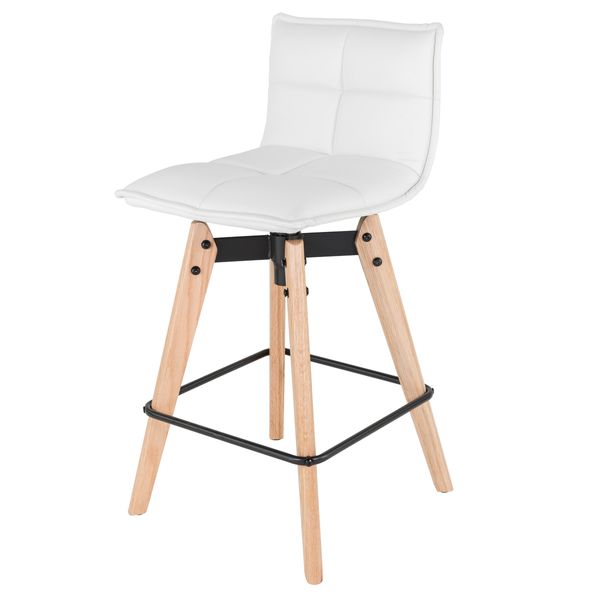 Chaise snack blanche pieds chêne - AGATHE