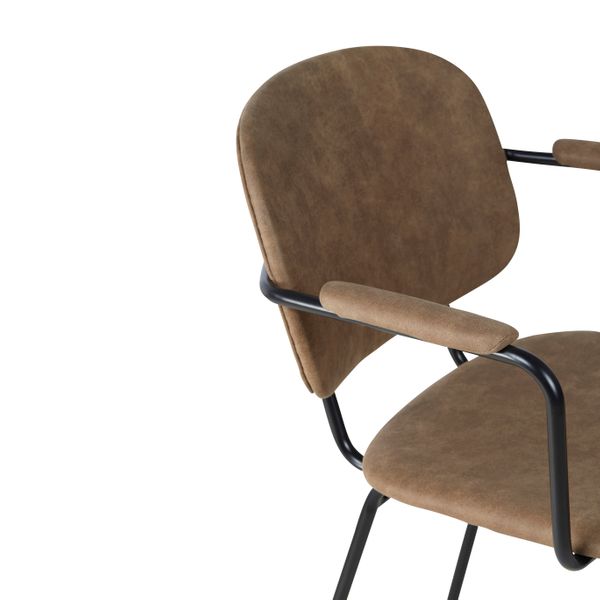 Fauteuil tissu effet daim marron foncé