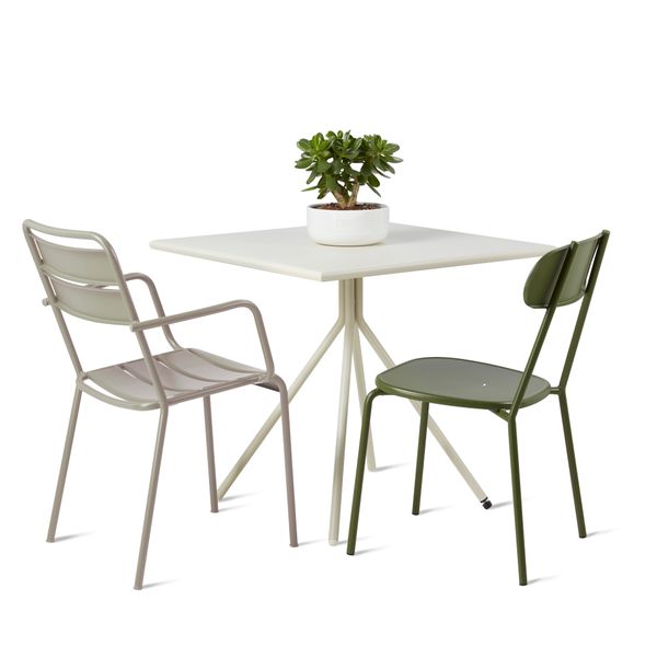 Table de jardin carrée 80cm pied central métal beige OPUS