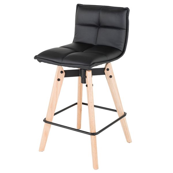 Chaise snack noir pieds chêne - agathe