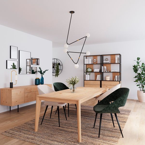 Chaise repas velours côtelé vert foncé