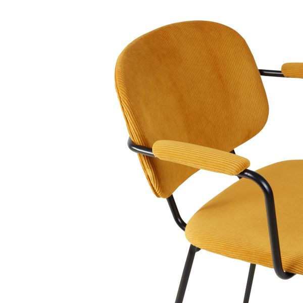 Fauteuil velours côtelé jaune curry