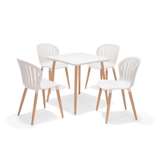 Chaise repas outdoor plastique recyclé blanc