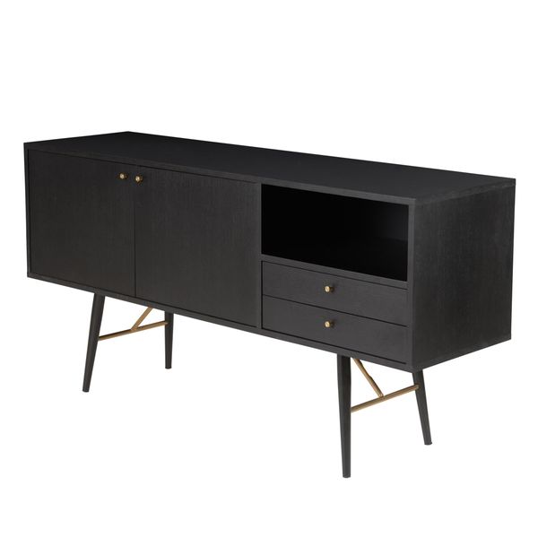Meuble bas 2 portes, 2 tiroirs, 1 niche
