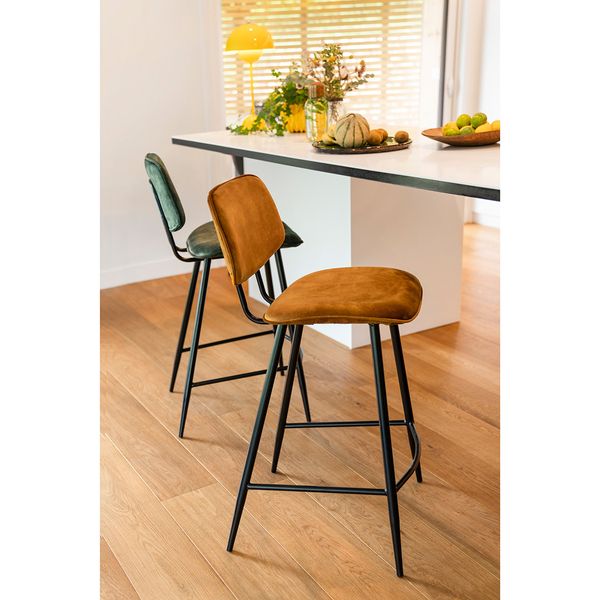 Chaise plan de travail velours ocre