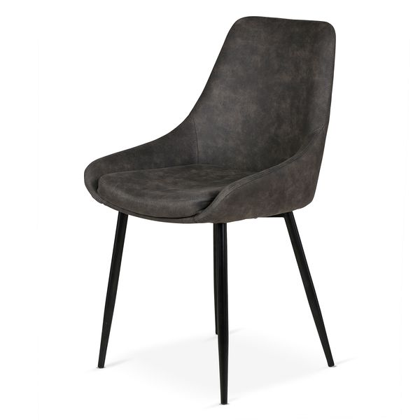 Chaise tissu effet daim gris foncé