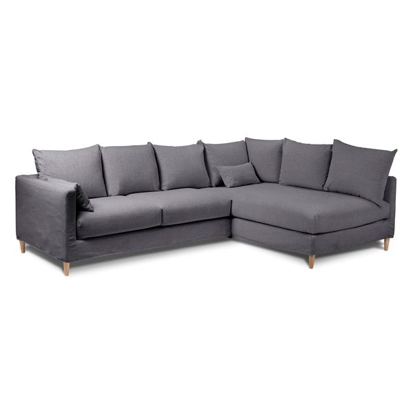 Canapé d'angle tissu recyclé anthracite - Angle droite