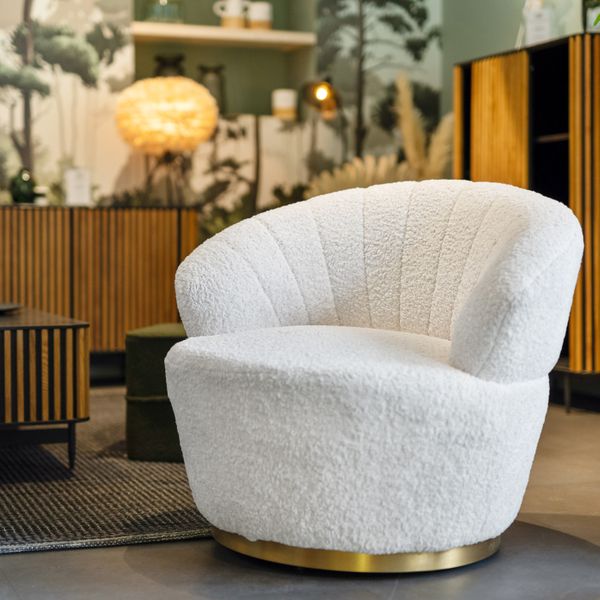 Fauteuil écru effet mohair