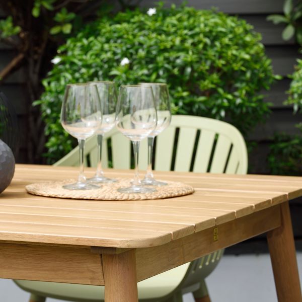 Table repas carré outdoor 95cm eucalyptus