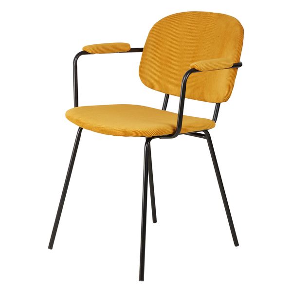 Fauteuil velours côtelé jaune curry
