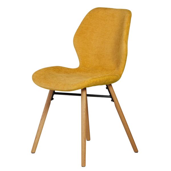 Chaise tissu soft touch moutarde