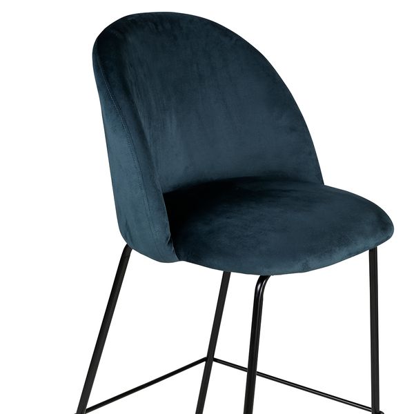 Chaise snack velours gris bleu