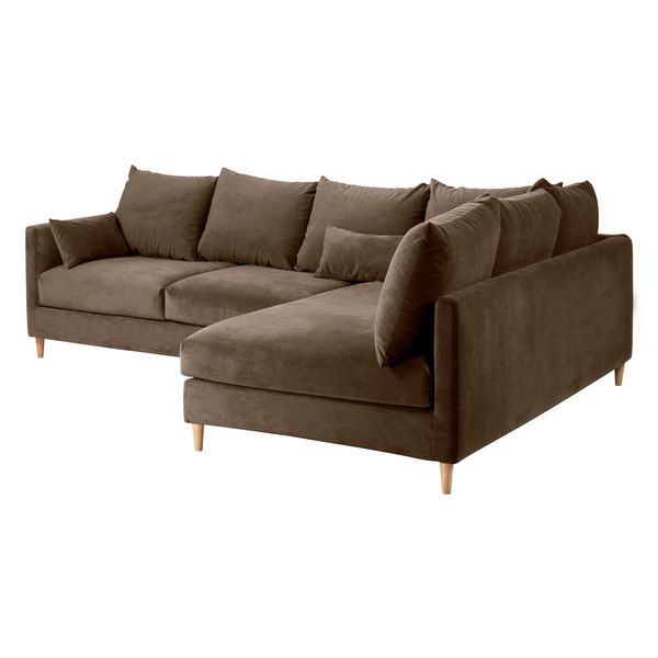 Canapé d'angle velours taupe - Angle droite