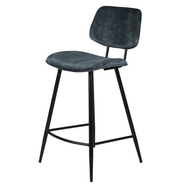 Chaise plan de travail velours gris bleu