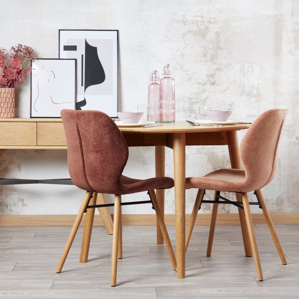 Chaise tissu soft touch acajou