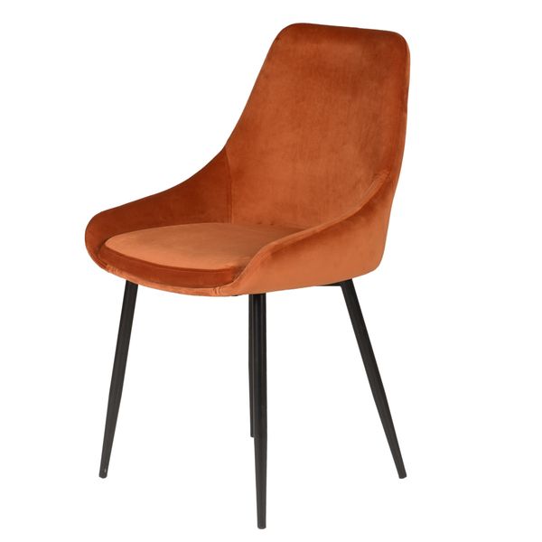 Chaise en velours cognac