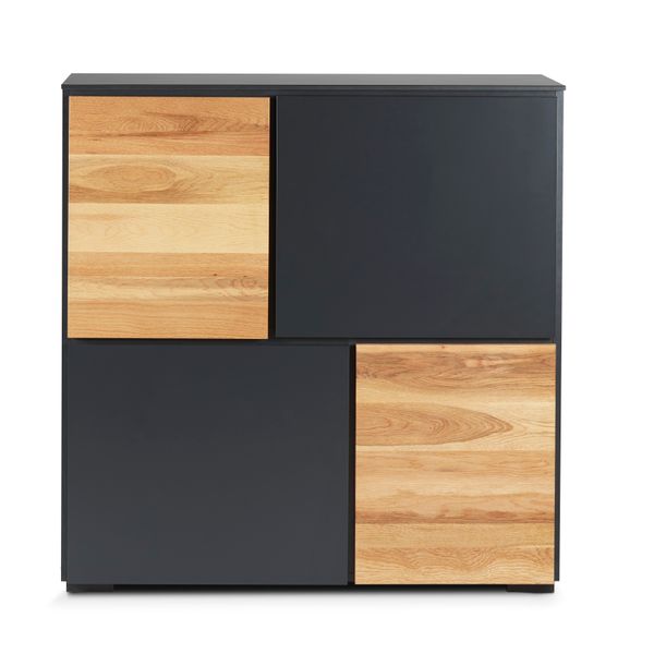 Meuble haut 4 portes chêne naturel et laqué anthracite