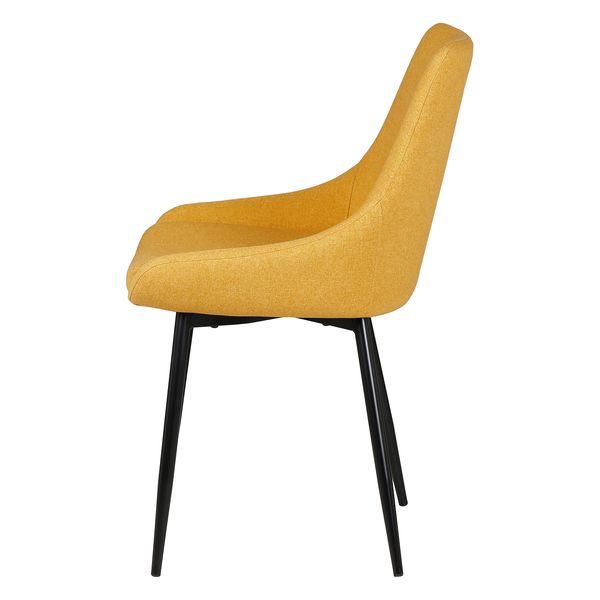Chaise en tissu jaune moutarde
