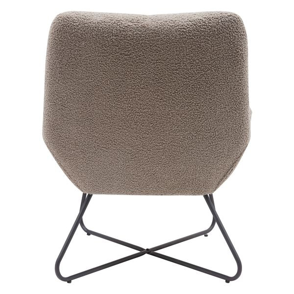 Fauteuil tissu effet laine bouclette gris foncé