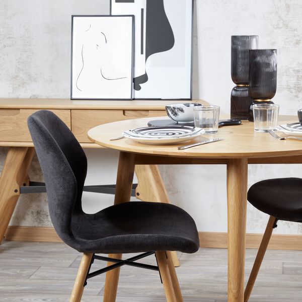 Chaise tissu soft touch noir