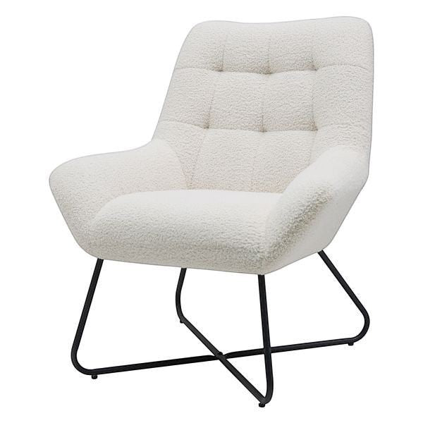 Fauteuil tissu effet laine bouclette blanc