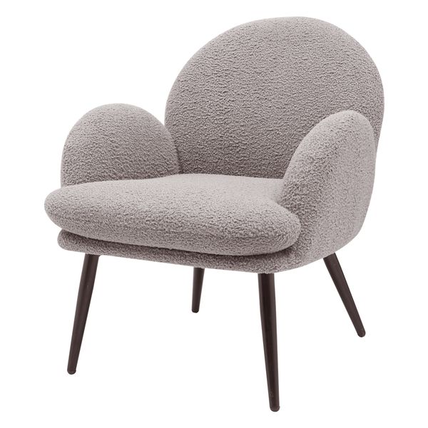 Fauteuil tissu effet laine bouclette gris foncé