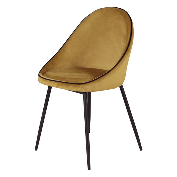 Chaise de repas velours ocre