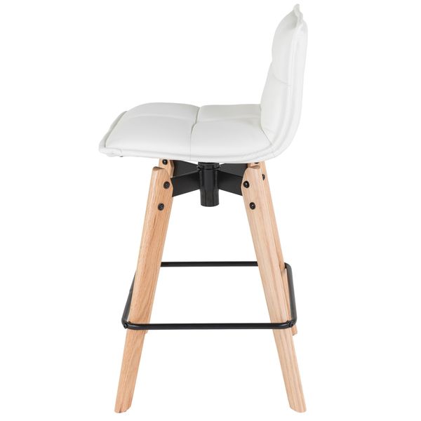 Chaise snack blanche pieds chêne - AGATHE