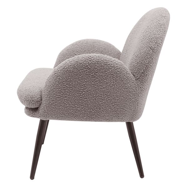 Fauteuil tissu effet laine bouclette gris foncé