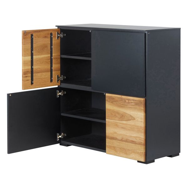 Meuble haut 4 portes chêne naturel et laqué anthracite