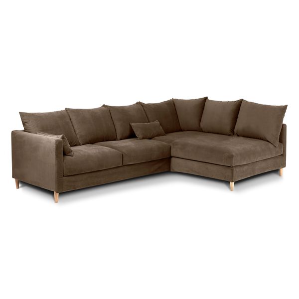 Canapé d'angle velours taupe - Angle droite