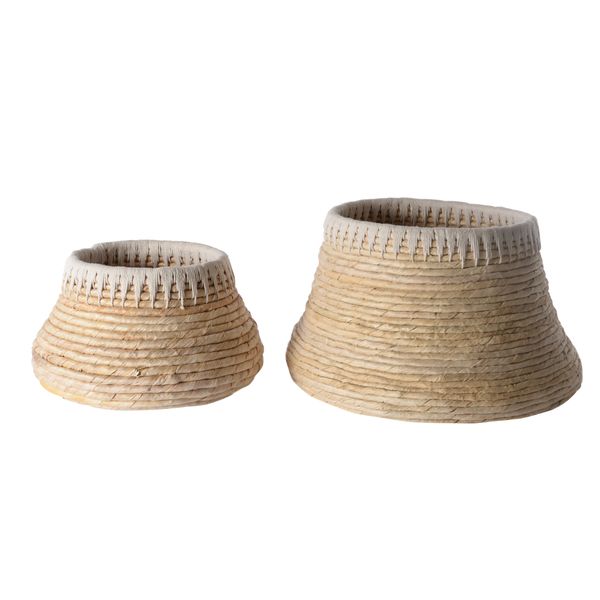 Panier rond en tressage Abaca et corde Rop (set de 2)