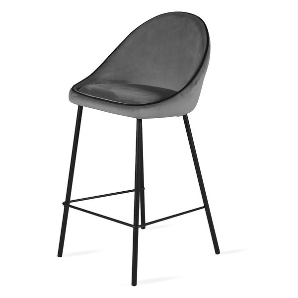Chaise de bar velours anthracite