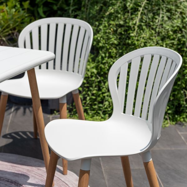 Chaise repas outdoor plastique recyclé blanc