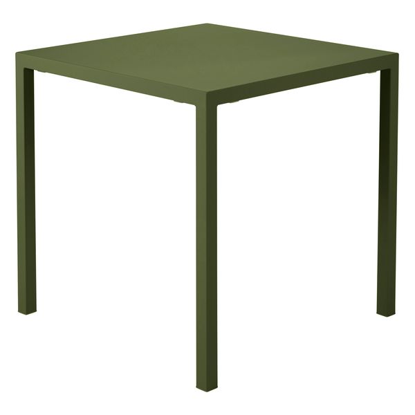 Table repas carré outdoor 80cm métal vert foncé