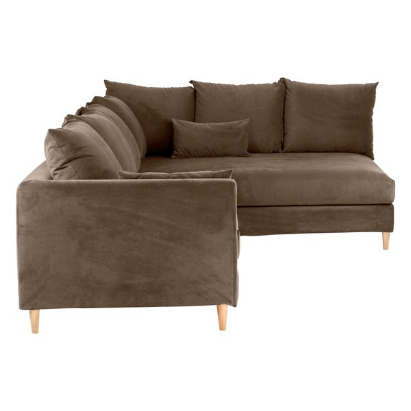 Canapé d'angle velours taupe - Angle droite