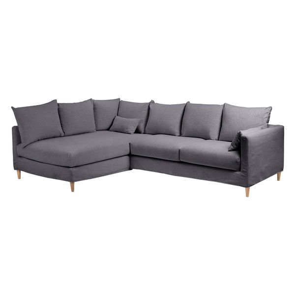 Canapé d'angle tissu recyclé anthracite - Angle gauche