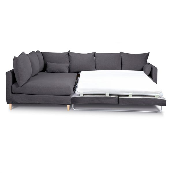 Canapé d'angle tissu recyclé anthracite - Angle gauche