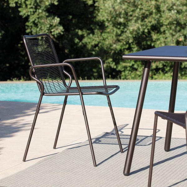 Fauteuil repas outdoor métal anthracite