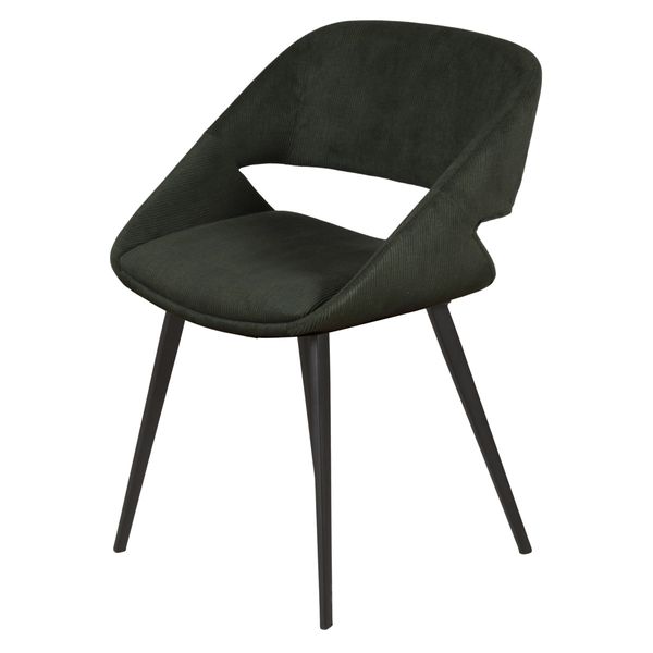 Chaise repas velours côtelé vert foncé
