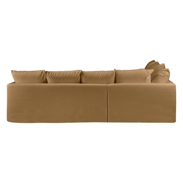 Canapé d'angle convertible velours texuté moutarde - Angle gauche