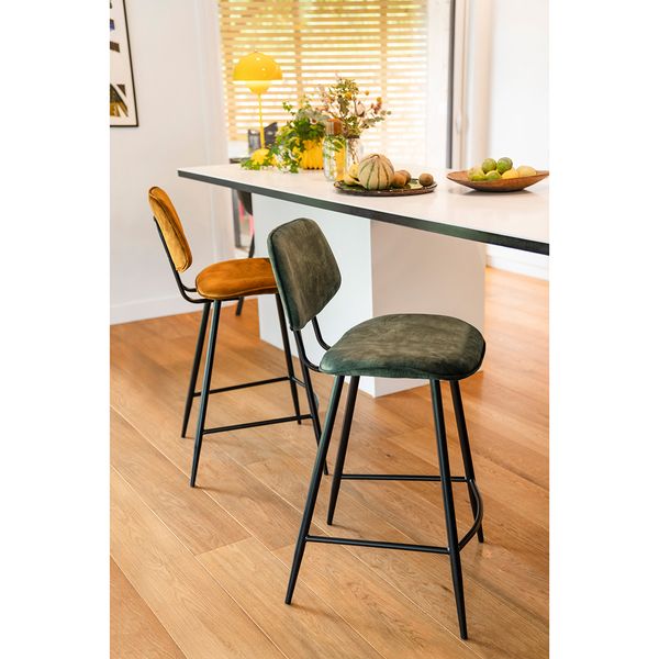 Chaise plan de travail velours verte foncée