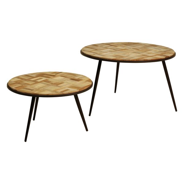Table basse gigogne teck recyclé 74cm - Set de 2